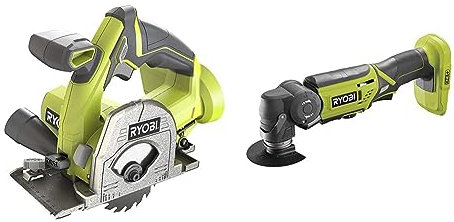 Ryobi R18MMS-0 ONE+ Cordless Multi Material Saw (Bare Tool), 18 V & ONEPlus R18MT-0 18V Cordless Multi tool (Zero tool), Hyper Green
