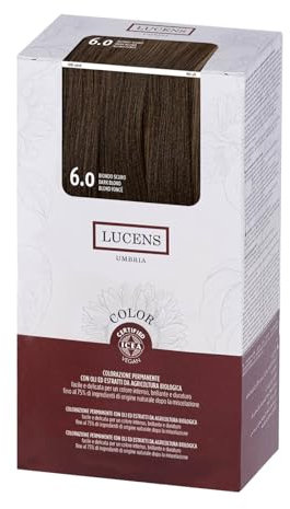 Lucens 6.0 Biondo Scuro - Kit Colorazione Capelli Permanente Senza Ammoniaca Con Oli ed Estratti da Agricoltura Biologica