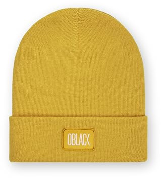 Oblack Gorro de Invierno para Hombre y Mujer Color Mostaza | Gorro Beanie |Sombrero Hombre | Gorro de Punto Elástico Ligero y Suave | Gorro Unisex | Gorro Forro Polar