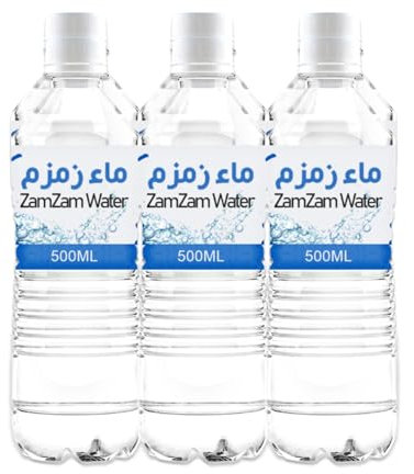 Zam Zam Makkah Al Mukarramah, Zemzem Suyu, Zamzam, eau de source, eau de fontaine, eau médicinale, 500 ml – Eau pure et naturelle de la ville sainte de La Mecque (lot de 6)