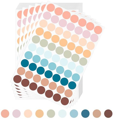 AiQInu Gomets Colores Surtidos Pegatinas Redondas Pegatinas Redondo Adhesivos 1400 Piezas 19mm Codificación Redondas Etiquetas para Hogar Aula Almacén Oficina