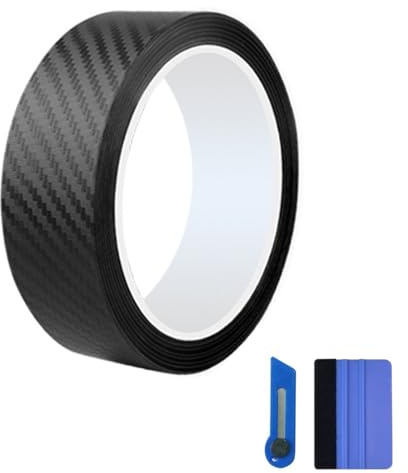 Heinaroman Vinilo Fibra Carbono Coche 5.08 x 914.4CM, Eliminación de Chrome para Automóvil, Lámina Protectora para Bordes de Puertas para Estribos, Protección Contra Rayones