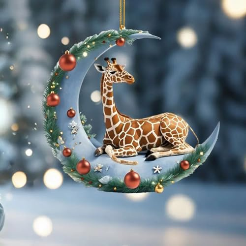 Christmas Ornament Decorations Giraffe Christmas Tree Pendant Car Pendant Holiday Party Pendant Hanging Ornaments for Xmas Tree Holiday Party Festive Season Birthday Gift
