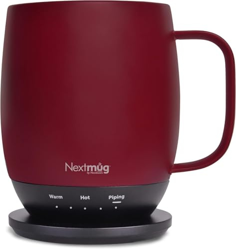 Nextmug - Temperature-Controlled, Self-Heating Coffee Mug (Burgundy - 415 mL)