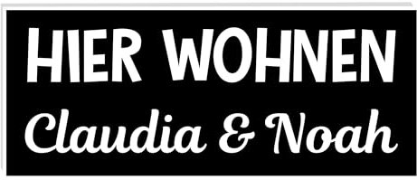 KIWISTAR UG ab 1x - Targhetta con nome Hier wohnen, 50 x 20 mm, autoadesiva, colore: nero/bianco, con campanello, personalizzabile