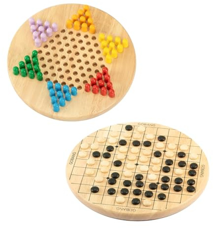 Nicear Juego De Damas Chinas Y Go Juegos De Madera Para La Familia Juegos Clásicos Reversibles Damas Chinas De Madera Estilo Vintage Damas Chinas