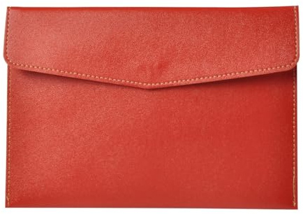 17,3 * 25,5 cm A5 Leder Business Filz Ordner Klassische Snap Design Große Kapazität Dokument Tasche Bürobedarf Datei Organizer(Red)