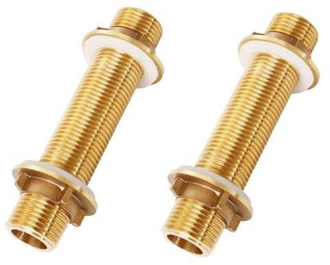 2 PièCes G1/2 Raccord Cloison En Laiton, 10 Cm MâLe Tube Fileté Raccord Tuyau, Pour Les Robinets, Les Tonneaux D'Eau Pluie, Les RéServoirs D'Eau, Les ChâTeaux D'Eau Et Les Pompes à Eau (G1/2, 10CM)