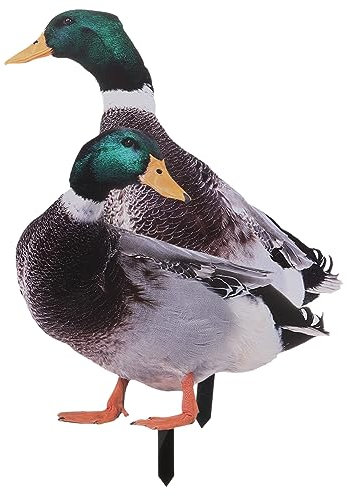 INOOMP 2Pièces Statue de Canard Décorative Lot de Sculptures pour Jardin Ornements de Cour Design Réaliste Extérieur