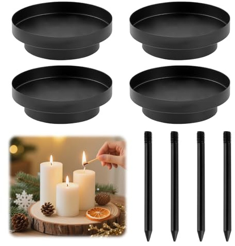 4 portacandele a forma di corona dell'Avvento, 2 in 1, in metallo, 8 cm, per cene a lume di candela, sala da pranzo, decorazioni per camini
