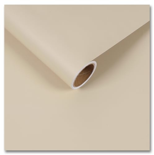 CRE8TIVE Beige Tapete Selbstklebend Einfarbige Strukturtapete Folie für Möbel Schlafzimmer 30 x 200cm Klebefolie Küche Badezimmer Wasserfest Tapete Wohnzimmer Folie Arbeitsplatte Küche Schrank