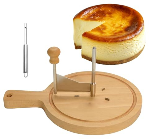 Generisch Rueda para cortar queso | Acero inoxidable con mango, cortador de flores de queso con base de madera, para cortar en forma de rosa, hornear en casa, cocina, restaurante, cafetería, Navidad