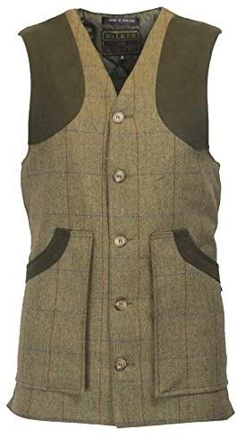 Walker & Hawkes - Derby Tweed skjutväst för män, Winston Country Gilet - skogsgrön, Skogsgrön, M