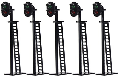 Evemodel 5 pz Modellino Ferroviario 2-Light Block Segnale Verde/Rosso Ho Scala 64mm 12V LED
