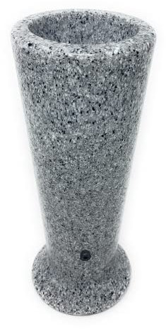 OPTIMUM Slim Memorial Cemetery Flower Vase - Plastic (Light Grey Granite Drainage Hole) With Metal Ground Spike , Grave Marker , Decorations For Gravesite , Headstone Flowers Holder , Garden Lawn