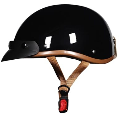 LIONCIANO Retro Harley motorcykelhjälm för vuxna, scooterhjälm, snygg halvöppen hjälm med glasögon, öppen ansikte, jet kraschhjälm för moped cruiser-vespa (ljus svart med glasögon)