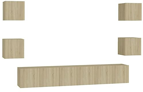 vidaXL Ensemble de Meubles TV 7 pcs, Ensemble d'Armoires de Télévision avec Rangement, Meubles Télé de Salon, Chêne Sonoma Bois d'Ingénierie