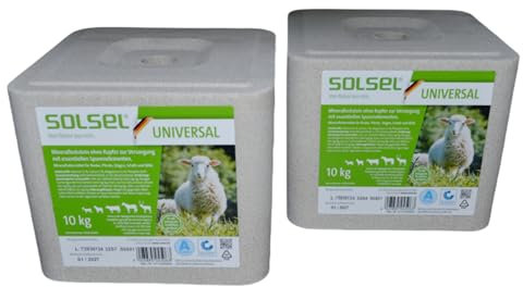 Solsel Universal Leckstein Mineralleckstein ohne Kupfer Schafe Ziegen Rinder Wild 2X 10kg (GP 1,25€/kg)