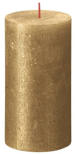 Bolsius Bougie Rustique Or 130/68 - Bougie Piliers Unisex - Gold - Sans Parfum - Rustique et Tendance - Tube - 1 Unité - 130MM x 68MM