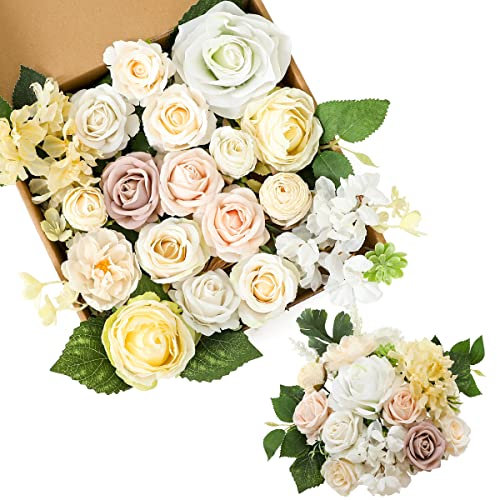 Kisflower Ramo de flores artificiales de seda (blanco)