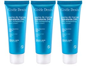 GISÈLE DENIS - Crema de Manos Hidratante 24 horas, 3x75 ml, con Ácido Hialurónico, Arginia y Urea, Absorción Rápida, Hidratación y Suavidad, Fórmula Innovadora, Textura Suave