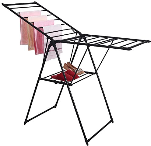 Rainberg Black Winged Clothes Airer, Indoor/Outdoor Clothes Drying Rack with 15 m Washing Line.