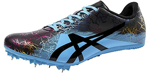 SDEQA Chaussures D'athlétisme pour Unisexes Adulte Respirantes Chaussures D'athlétisme À 7/8 Clous Antidérapantes Dédiées Pointes De Sprint Junior,Noir,38 EU