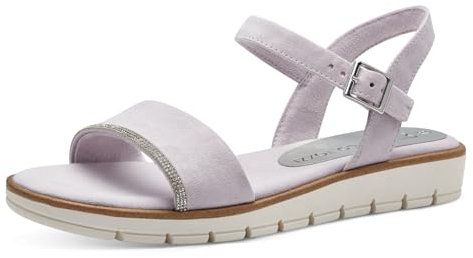 MARCO TOZZI Damen Sandalen mit Keilabsatz mit Glitzerdetail Vegan, Lila (Lavender), 39 EU