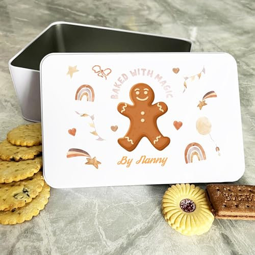Personalised Baked With Magic By Nanny Gingerbread Cake Treat Sweets Biscuit Tin Personalised Gift | Custom Gift | Personalized Tin | Cake, Biscuit & Treat Tins | Gift For Her | Gift For Him