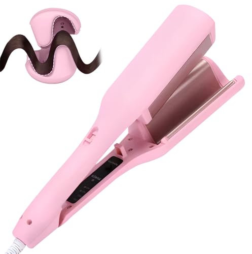 Vmxlso 32mm Beach Waves Lockenstab, Welleneisen für Haare, Mermaid Hair Waver mit 4 Einstellbarer Temperatur, Welleneisen Große Wellen Schnelle Heizung für Lange Kurze Haare Rosa
