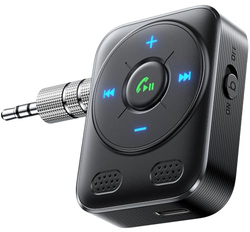 JOYROOM 2026 Adattatore Bluetooth Auto con AUX Bluetooth 5.4 Ricevitore: BASS & HiFi Stereo, tempo di riproduzione 16 ore, doppio microfono vivavoce, tasti LED, adattatore AUX per autoradio/cuffie