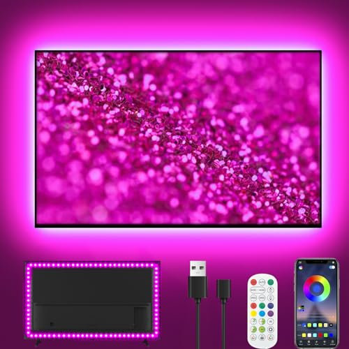 Ylatoial Striscia LED TV Retroilluminazione Intelligente 4M, 16M Colori Luce Led, App+Telecomando, Sincro Musica, USB, TV 32- 55, Home Theater/Gaming