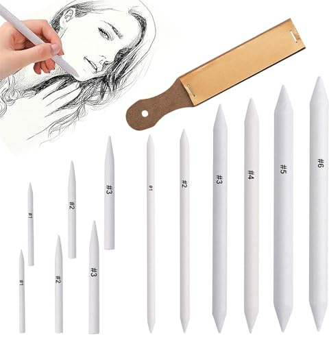 13 Stück Papierwischer Bleistife,Doppelköpfe Papier Stift Weiß Art Papier,Mischen Papierwischer,Estompen Zeichenset in Verschieden Skizzen,Stümpfe Zeichnen,Zeichnen Werkzeuge für Malerei,Abwischen