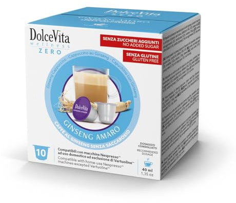 DOLCE VITA 80 Capsule GINSENG AMARO Senza Zucchero e Senza Glutine Compatibili con Nespresso