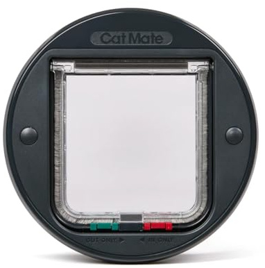 Cat Mate 4-Way-Locking Glass Fitting Cat Flap (210G) - Secure Lockable Door for Small to Medium Sized Cats, for Glass, UPVC and Wood, Grey