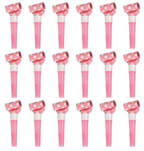 sourcing map 18 Pcs Colorful Noise Makers Plastic Party Blowers Party Favors for Birthday Parties Holiday Christmas New Years Gift Favors, Light Pink