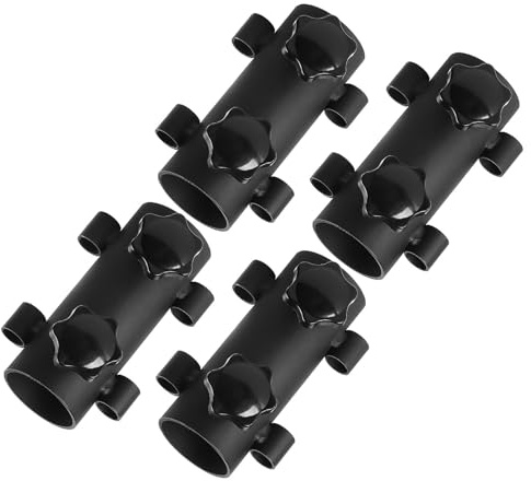 TOYANDONA Lot de 4 Supports Réglables en Acier pour Mâts de Tente et Parasols – Fixation Métallique à Large Diamètre – Tube Fixe Anti-Vent pour Camping Plage et Terrasse Extérieure