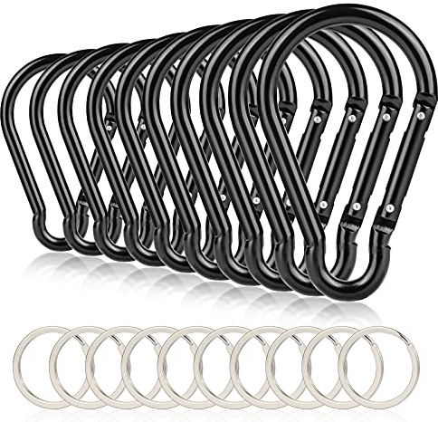 CampTek 10PCS 4/10cm Large Carabiner Clip,Strong Unlocking Caribeaner Keychain Pack for Backpack Hook, Light Duty Paracord Umbrella e Parachute para Cord Accessories Rop