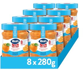 Hero Light Marmellata di Arance Amare Light, 8 Vasetti da 280 gr, Marmellata e Confettura Extra, Frutta di Alta Qualità, senza conservanti e senza coloranti, Pochissime Calorie per Porzione