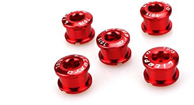 CYSKY Single Chainring Bolts 5 Pack M8 Single Short Chain Ring Bolts Fit for Road Bike, Mountain Bike, BMX, MTB, Fixie (Red)