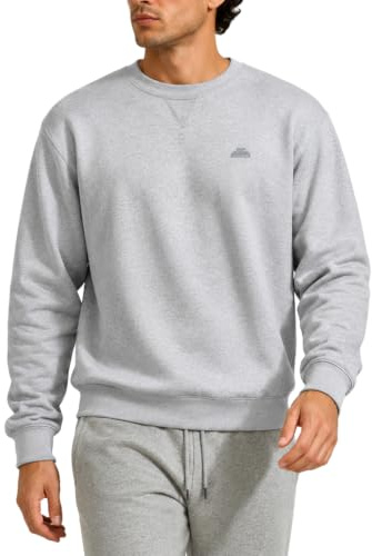 Iron Mountain Sudadera Hombre Fleece Cuello Redondo – Jersey Algodón Ligero y Cálido Manga Larga, Sudadera Workwear Transpirable para Trabajo, Deporte y Uso Diario (Gris Claro, 4XL)