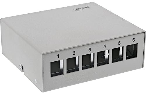 InLine® Patchfeld-Dose Aufputz für 6X Keystone RJ45, Metall, lichtgrau RAL7035