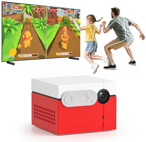 PAGEPINMU KINHANK MotionX Console de Jeux pour Enfants & Famille – Console de Jeu Interactive avec Capteur de Mouvement IA, sans Manette, Mises à Jour Mensuelles, Soirées Jeux, Fêtes&Playdates