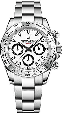 HaiQin Pagani Design Classic Men's Multifunctional Chronograph Full Stainless Steel Japanese VK63 Quartz Movement Tester 100m Waterproof Luxury Business Watch