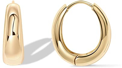 PAVOI 14K Gold Plated 925 Sterling Silver Post Small Chunky Hoop Earrings - Thick Lightweight Gold Hoop Earrings for Women