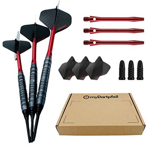 Dartpfeile mit Kunststoffspitze für elektronische Dartscheibe | Profi Soft-Darts 18g/20g/22g mit Plastik Spitze | Dart-Set mit Schäften und Darts Flights | Soft Dartpfeile und Darts Zubehör (20g)