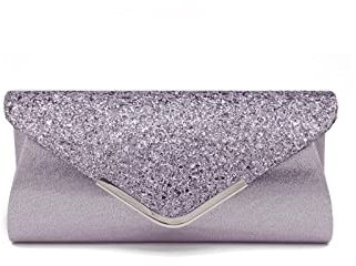 CORIOS Damen Clutch Tasche Envelope Abendtasche Pailletten Henkeltasche Glitzer Hochzeit Brautbörse Glänzend Umhängetasche Elegante Schultertasche für Hochzeit Abschlussball Bankett-Party Hellgrau