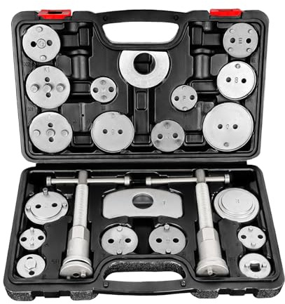 BILITOOLS Brake Caliper Compression Tool, 22-Piece Heavy Duty Disc Brake Caliper Piston Rewind Wind Back Tool with 18 Adapters