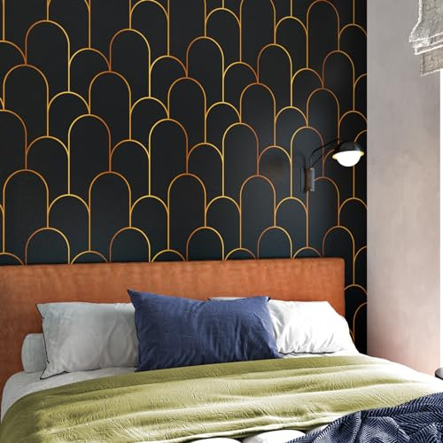 Yullpaper tapet självhäftande mönstertapet svart guld självhäftande film möbler tapet vardagsrum modern vägg tapeter svart guld dekorfolie möbelfolie självhäftande självhäftande självhäftande folie