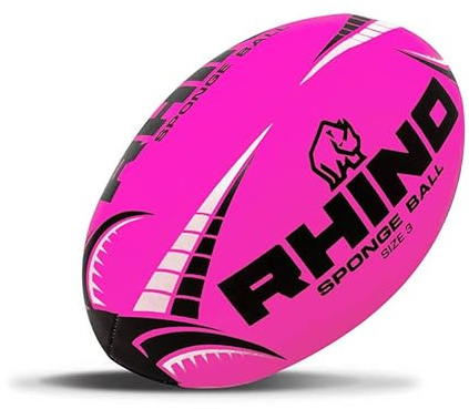 Rhino Sponge Rugby Ball Hot Pink Size 3